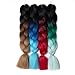 Lady Corner Ombre Braiding Hair 24inch Jumbo Braids High Temperature Fiber Synthetic Hair Extension 5pcs/Lot 100g/pc for Twist Braiding Hair (24inch(Pack of 5), Black-Emerald Green-Grey Green)