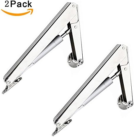 Mulslect 100N/22 lbs Gas Struts Gas Springs Lid Support Hinge in Satin Nickel Lid Stay Hinge Support on Drop Lids of Desks/Cabinets/Tatami, Set of 2