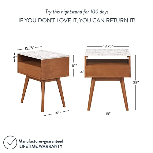 Nathan James MidCentury Rectangle Accent Side or End Table Walnut