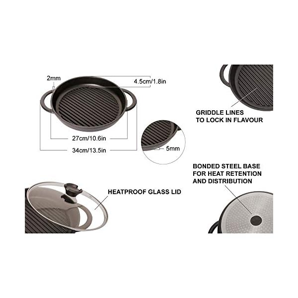 Jean-Patrique-The-Whatever-Pan-Cast-Aluminium-Griddle-Pan-with-Glass-Lid-106-Diameter-Induction-Compatible-Non-Stick Jean-Patrique The Whatever Pan Cast Aluminum Griddle Pan for Stove Top - Lighter Than Cast Iron Skillet Pancake Griddle…