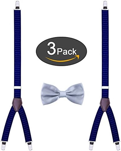 Men Y Style Shirt Stays Adjustable Elastic Garters Strap Non-slip Clamps with Tie Clips (Blue)
