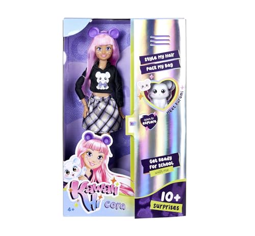 Kawaii Hi Cora 105953976 - Muñeca de Moda móvil para peinar y peinar, muñeca con Pelo Largo, ratón y Accesorios, Juguete para niños a Partir de 4 años