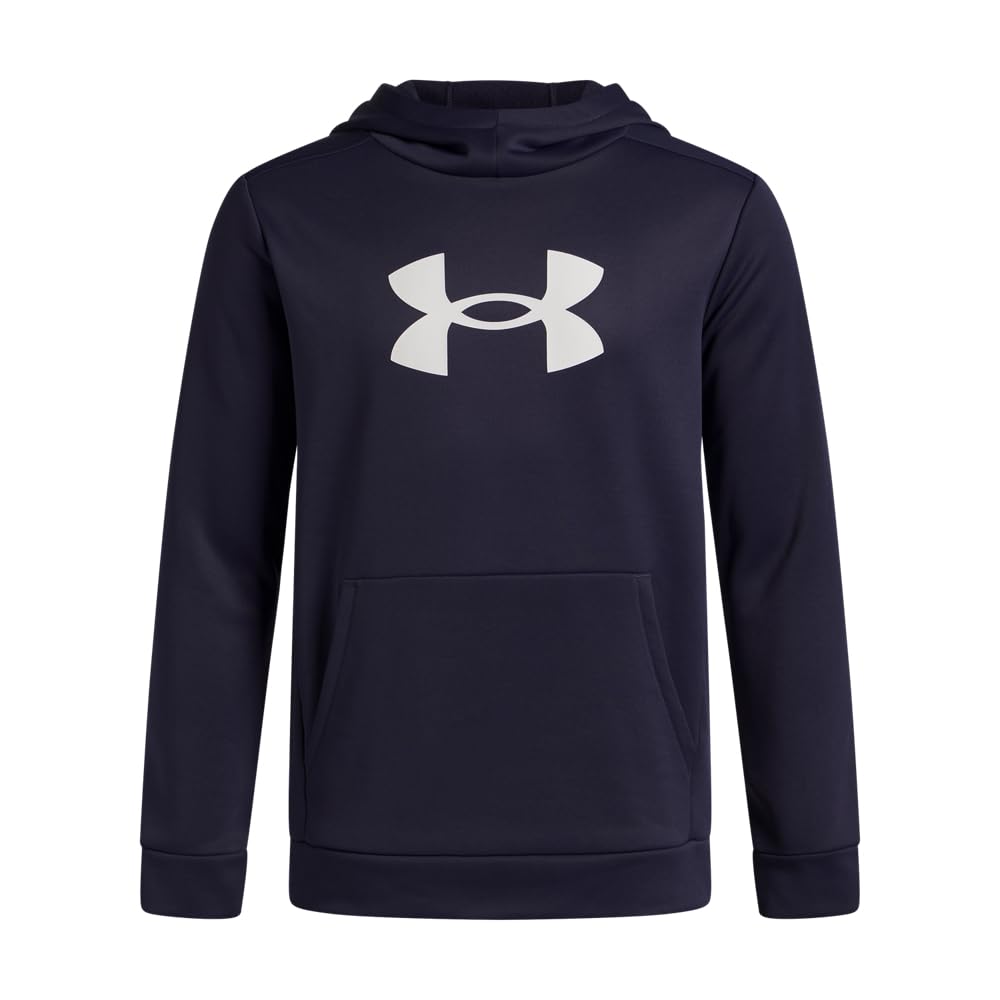 Under Armour Boys' Armour Fleece Big Logo Hoodie, (411) Midnight Navy / / White, X-Large Image