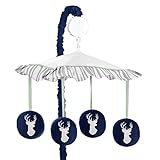 Musical Baby Crib Mobile for Navy, Mint and Grey Woodsy Deer Boys Collection