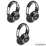 3 Pack of Two Channel Folding Adjustable Universal Rear Entertainment System Infrared Headphones with 3 48" 3.5mm Auxiliary Cords Wireless IR DVD Player Head Phones Car TV Video Audio Listening