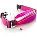 Sport2People LED Reflective Running Belt Pouch with USB Rechargeable Light - Key, iPhone X 6 7 8 Plus Cell Phone Holder for Runners - Best Visibility during Walking and Cycling (Pink fluo with LED)