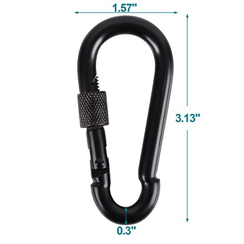 BEWISHOME 4 Pack Carabiner Solid Metal D Clips Black Carabiner with