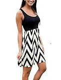 OURS Women's Multi Stripe Chevron Print Tank Casual Summer Dress