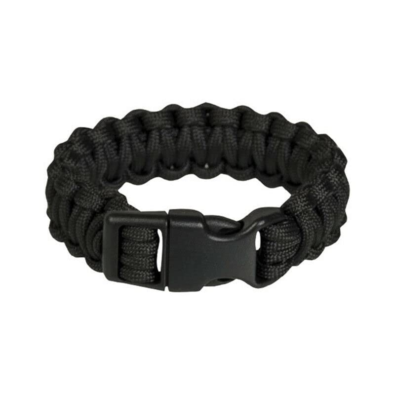 Paracord Survival Bracelet Olive, Black, Khaki, Coyote Tan, Depending on Selection, Outdoor, Approx. 2.20 cm Wide, 18 or 23 cm Long, Emergency Rope Cord (24.5 cm Black)