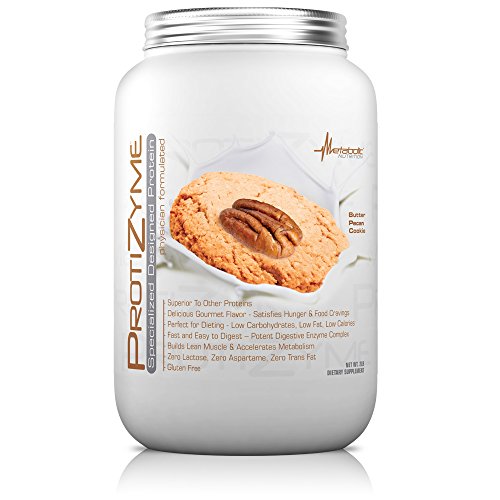 Metabolic Nutrition, Protizyme, 100% Whey Protein Powder, High Protein, Low Carb, Low Fat Whey Protein, Digestive Enzymes, 24 Essential Vitamins and Minerals, Butter Pecan Cookie, 2 pound (26 ser)