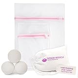 Dryer Balls (Set Of 3 Wool Balls + 2 Micro-Mesh Laundry Bags) Reusable, Fabric Softener, 100% Wool - Perfect for Delicates And Clothes In General - Intelli-Mesh Bag Wash SystemTM Expansion Set