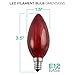 Luxrite CTC 4W Edison Red Color LED Bulb, Equivalent to 40W Incandesent Bulb, Vintage Filament Bulb, 350 Lumens, E12 Candelabra Base, UL Listed, 15,000 Hours Life, Decorative Bulb, 1-Piece