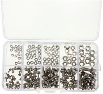160pcs M2 M2.5 M3 M4 M5 Steel Screws SEM Phillips Pan Head Nuts Assortment Kit by Youngstore