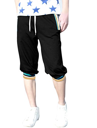 Men Tight Bottom Opening Slant Pockets Stretchy Drawstring Pants