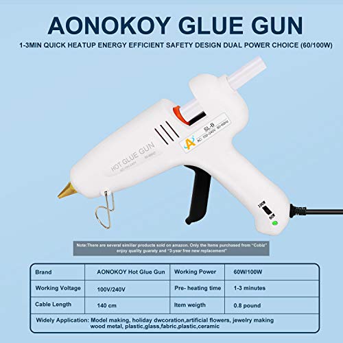 Hot Melt Glue Gun 60/100W Dual Power Glue Gun Kit with Carry Bag and 15pcs Glue Sticks (13 White + 2 Black), 12 Finger Tips for DIY, Craft, Sealing, Light and Heavy Duty, Arts & Home and Repairs - Thumbnail 4