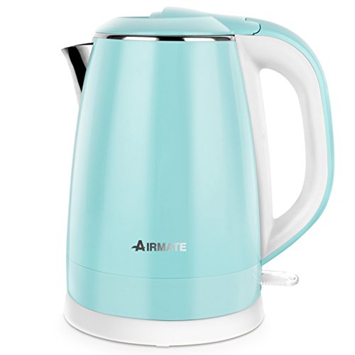Click Here to See More Images 304 Stainless Steel Electric Kettle Fast Kettle Double Layer Prevent Burns Home Automatic Power Off Blue 1.7L1800W