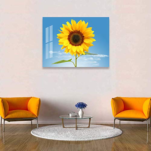 Sunflower Decor for Bedroom Wall Decoration 12x16inch with Frame Sunflowers Canvas Wall Art for Bathroom Decor Blue Sky Wall Picture for Living Room Yellow Flower Kitchen Decor