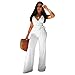 Ermonn Women's Wide Leg Jumpsuits Sexy Halter V Neck Sleeveless Wrap Wasitband Jumpsuit Rompers