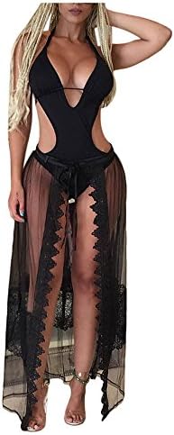 Women's Sexy Open-Front See Through Lace Bikini Cover Up Skirt