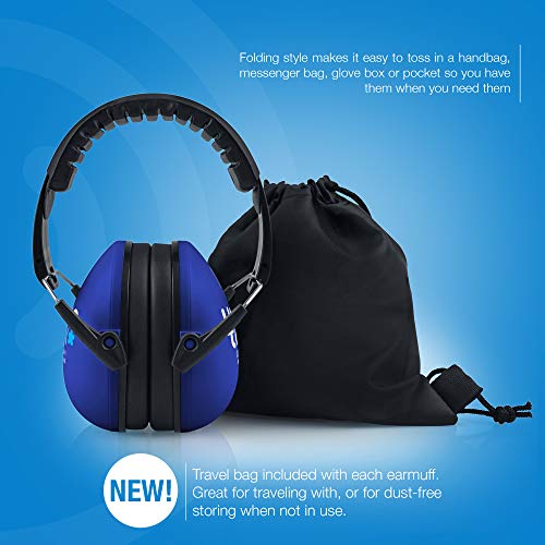 HEARTEK Kids Earmuffs Hearing Protection with Travel Bag- Junior Ear Defenders for Children, Padded Baby Ear Protection, Infants, Small Adults, Women - Adjustable Protectors Noise Reduction Ear Muffs
