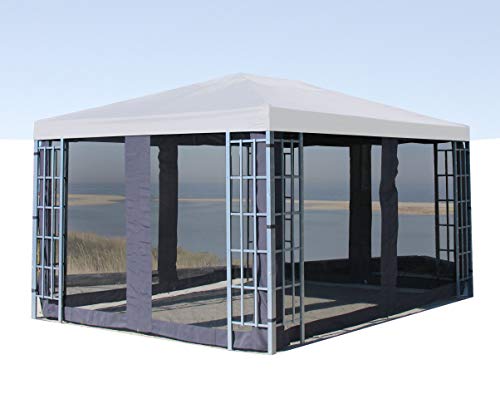QUICK STAR 4 Seitenteile mit Moskitonetz für Rank Pavillon 3x4m Seitenwand Anthrazit RAL 7012 – Bild 4