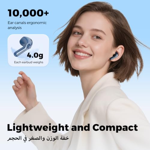 SOUNDPEATS Air6 HS BT 6.0 Wireless Earbuds, Semi-in-Ear Bluetooth Earphones with 13mm Triple-Magnet Bio-Composite Driver, LDAC & Hi-Res Audio, 45H Playtime, 4-Mic Noise Cancelling, IPX5 (blue)