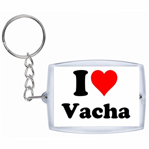 Exclusive Gift Idea: Keyring "I Love Vacha" in White, a Great gift that comes from the Heart - Backpack pendant - love pendant - Keychains- Keyring- Christmas Gift