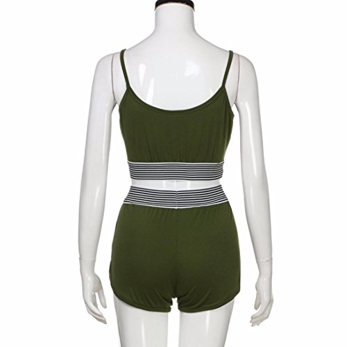 Women Sports Spaghetti Strap Crop Tank Top With High Waist Shorts Set,Sunward 2 Pieces Tracksuits (Green, S) - Thumbnail 4