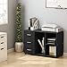 Tribesigns 3-Drawer File Cabinets, Large Wood Mobile Lateral Filing Cabinets Printer Stand with Storage Shelves and Wheels for Home Office (Black)