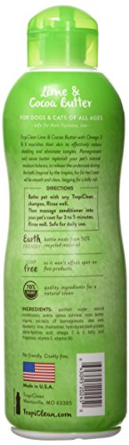 TropiClean Deshedding Dog Conditioner, Reduces Shedding & Softens Coat, Puppy Safe, Made in the USA, Lime & Cocoa Butter Scent, 20oz.