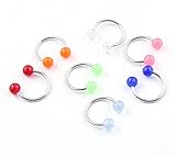 Women's and Men's 7pcs 16g 4mm Ball Circulars Horseshoes Labrets Eyebrow Lip Rings Body Piercings Bent Jewellery