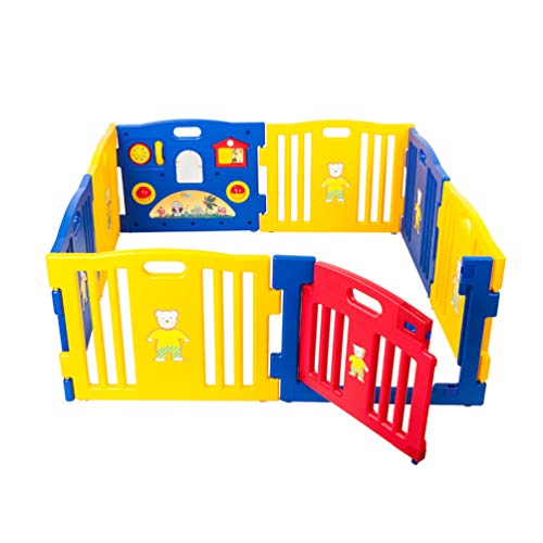 Anqi 8 Panels Portable Baby Playpen Kids Safety Play Center Yard Games Fencing Children Folding Play Fence Home Indoor Outdoor Pen for Securities Ball Pool (8pc)