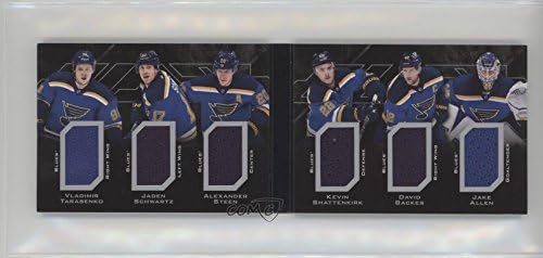 Vladimir Tarasenko; Jaden Schwartz; Alexander Steen; Kevin Shattenkirk; David Backes; Jake Allen (Hockey Card) 2015-16 UD Black - Sixes Relics Booklets #6R-BLUES