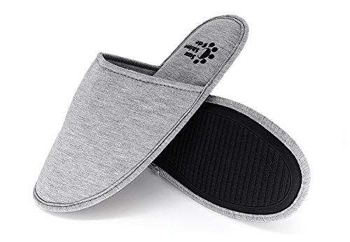 Women's 4 Seasons Cotton Washable Slippers with Matching Travel Bag for Home Hotel Spa Bedroom, M, Grey