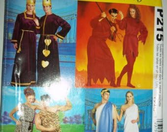 Simplicity P215 Costume Pattern Royalty, Cave Men, Roman and Devilish Couples Adult all sizes