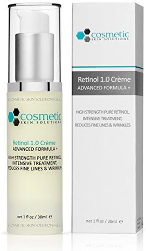 Retinol 1.0 Crème Advanced Formula + 1 oz / 30 ml - 1% Retinol (Vitamin A), 1% Vitamin E. High strength, reduces wrinkles &amp; lines