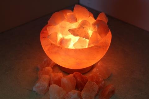 [- FIREBOWL CRAFTED HIMALAYAN CRYSTAL ROCK SALT LAMP WITH BUTTON SWITCH AND BRITISH STANDARD ELECTR