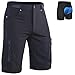 Ally Mens Mountain Bike Shorts 4D Padded Baggy Bicycle Cycling Biking Bike Shorts Lightweight Loose-fit (Black01+pad, X-Large) OrangeRed