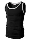 H2H Mens Slim Fit Contrast Colorblock Crew Neck Lightweight Sleeveless Tank Tops