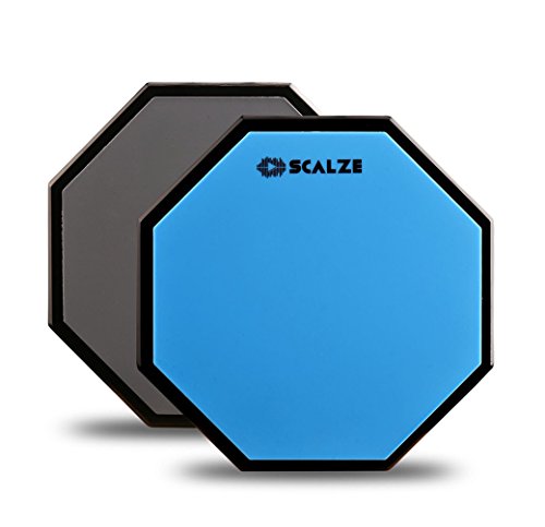 Drum Practice Pad - Compact for Portability, Two-Sided with Different Hardness (Blue/Grey) - 8"