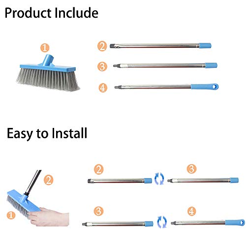 Floor Scrub Brush with Long Handle 48" Stiff Bristle Shower Deck