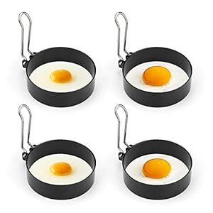 Bestcool Non-Stick Ei Ringen, 4 stuks RVS Poachette Ringen voor gebakken en gepocheerde eieren Crumpets, Mini…