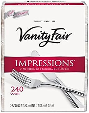 Vanity Fair - Impressions Dinner Napkins, 3-Ply, 15 x 17, White, 240/Carton 831047 (DMi CT
