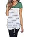 Chellysun Women's Casual O-neck Striped Crochet Pocket Patchwork T-shirt Top