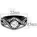 Marimor Jewelry Women's 1.65 Carat Round Cut AAA Cubic Zirconia Black Stainless Steel Engagement Ring Size 5-10
