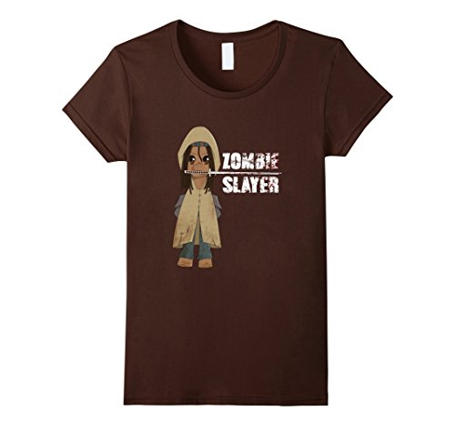 Women's "Zombie Slayer" Pony T-Shirt Small Brown