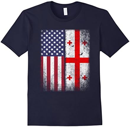 Mens American Georgian Flag T-shirt Georgia Republic Country Large Navy