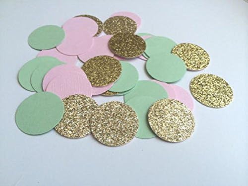 Designs by DHConfetti 100 pieces Paper Scalloped Circles Mint Green Pink Gold Birthday Wedding Party Baby Shower Gender Reveal Mermaid Bubbles Decor