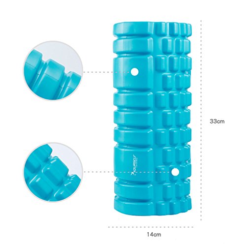 SYOURSELF Foam Roller for Muscle Massage-13" x 5.5", EVA, Trigger Point-Deep Tissue, Myofascial Release, Physical Therapy for Pain Relief, Exercise, Yoga, Pilates+Instructions, Carry Bag(A Blue) - Thumbnail 5