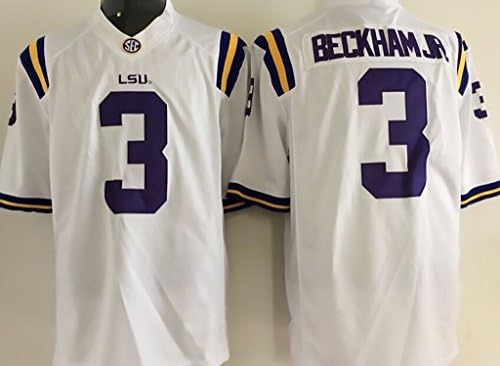 NCAA LSU Tigers NO.3 BECKHAM JR White Men's Football Jersey XXX-Large